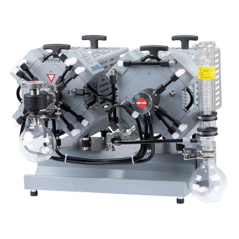 Laboratory diaphragm vacuum pump with solvent-protection components